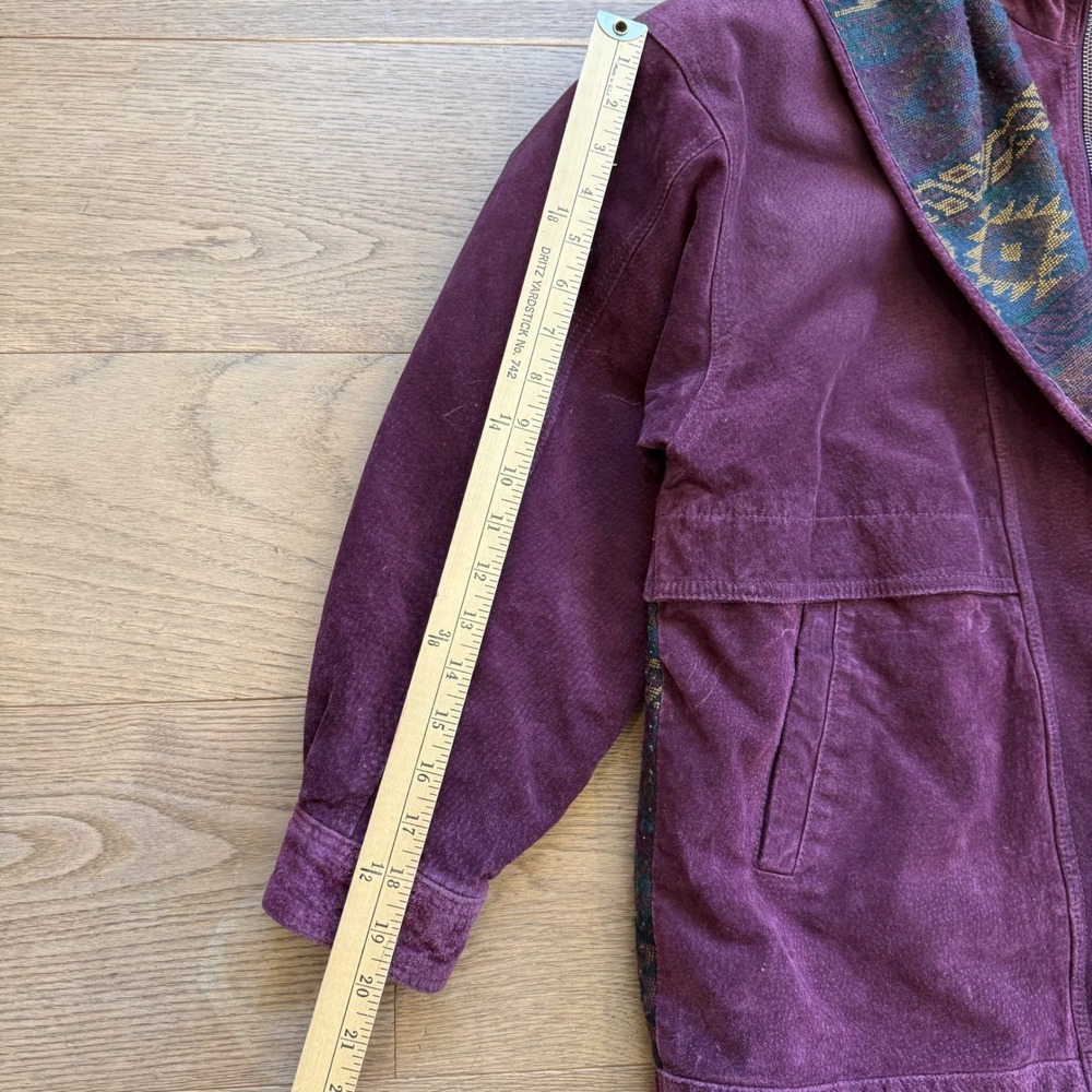 Adventure Bound Wilsons‎ Purple Suede Leather Southwestern Hooded Jacket Medium - Picture 6 of 11